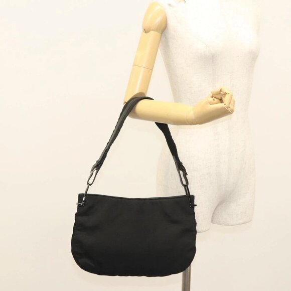 GUCCI Shoulder Bag Nylon Black Silver - Picture 1 of 16